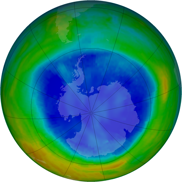Antarctic ozone map for 26 August 2001